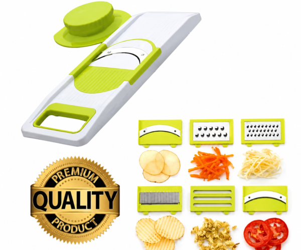6 in 1 Vegetable Slicer & Grater with Safety Holder & Extra Sharp V Blade