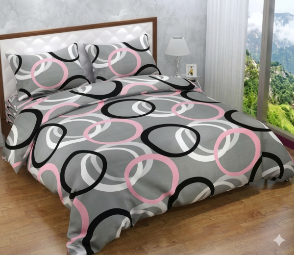 RHD Glace Cotton 210 TC Printed Double Bedsheets with 2 King Size Pillow Cover, (90X90 Inches ( Multy color)